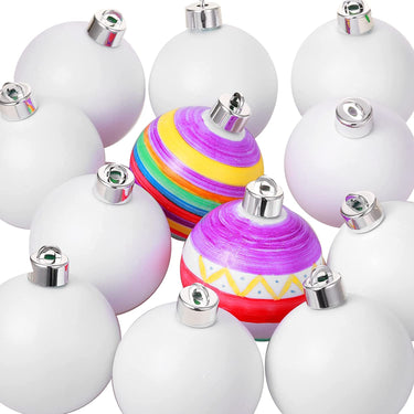 12 Pieces 2 Inch Christmas Ball Ornaments Set, Christmas Tree Hanging Ornaments, Plastic Christmas Baubles Balls Ornaments with Box for Xmas Tree Pendants, DIY Crafts, Wreath Decorations, Solid White